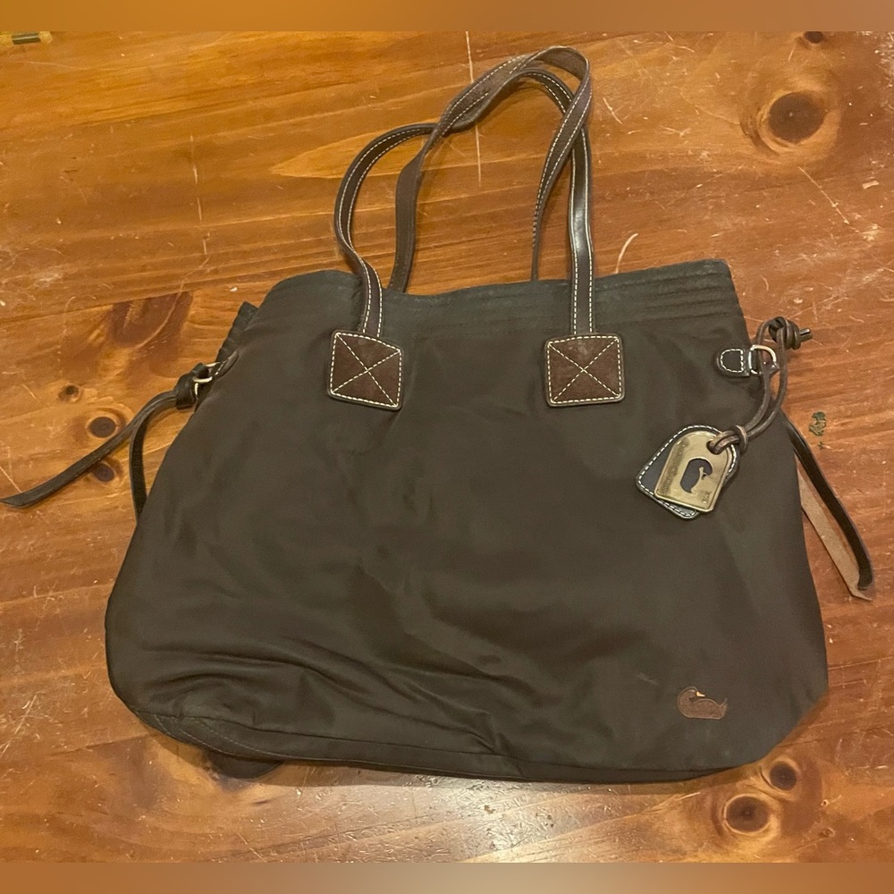 Dooney & Bourke Victoria Black Nylon Leather Trim Travel Tote Bag Pink Lining